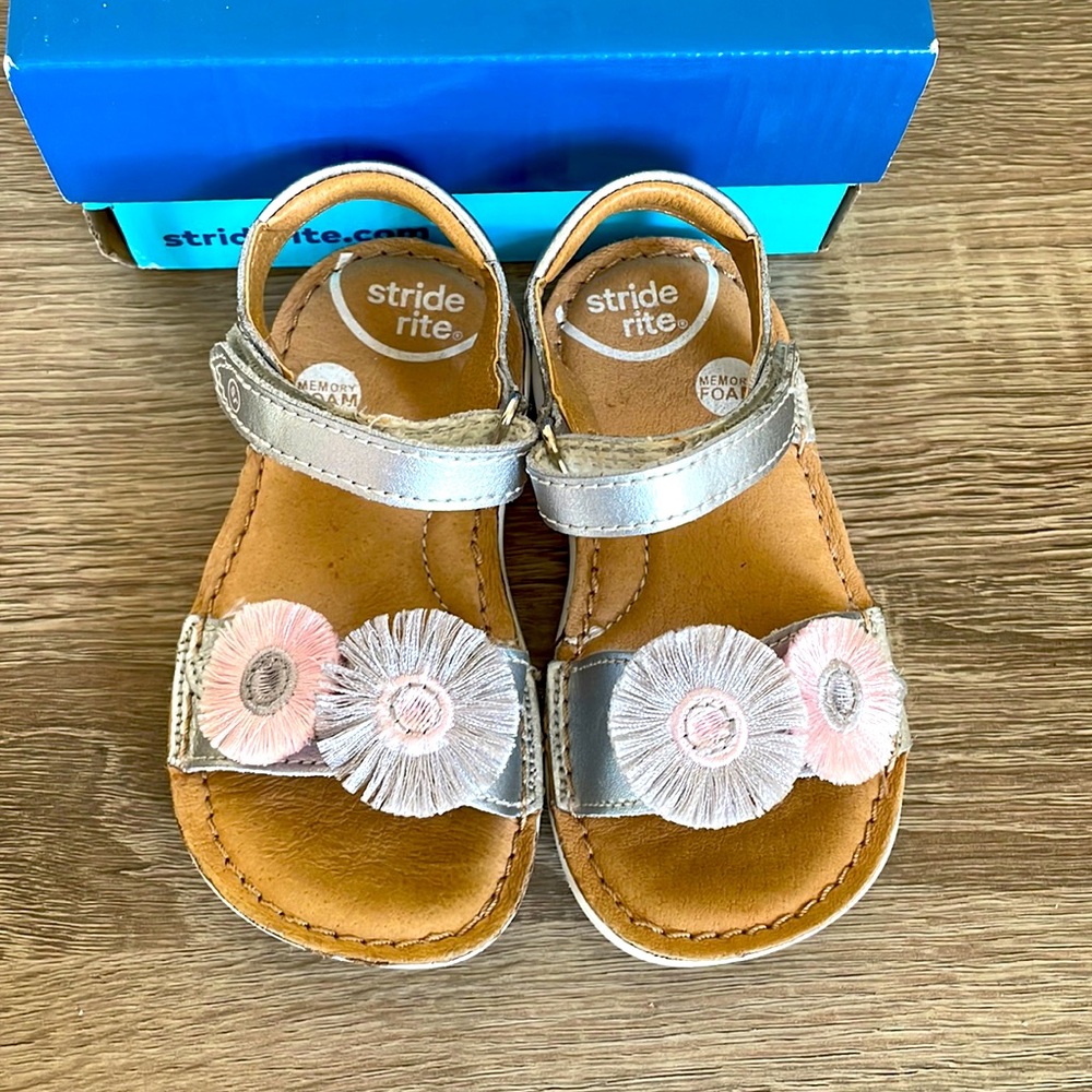 Stride Rite srt Monroe Toddler Sandal Size 6 Silver/Pink